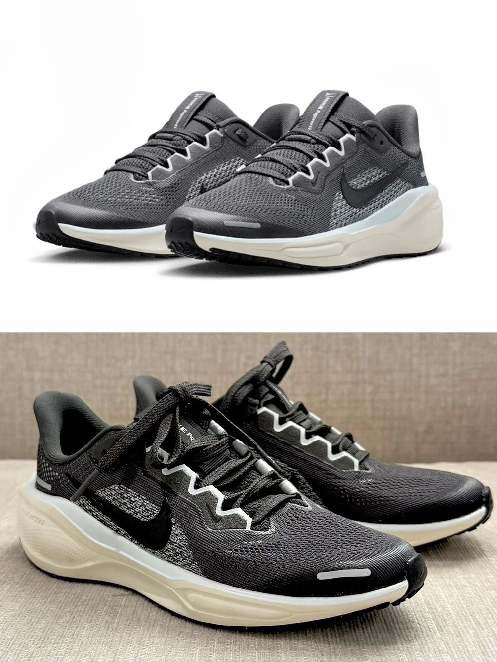 Nike Pegasus 41 Kids Running Shoes Black White Gray Size 2Y NWOB